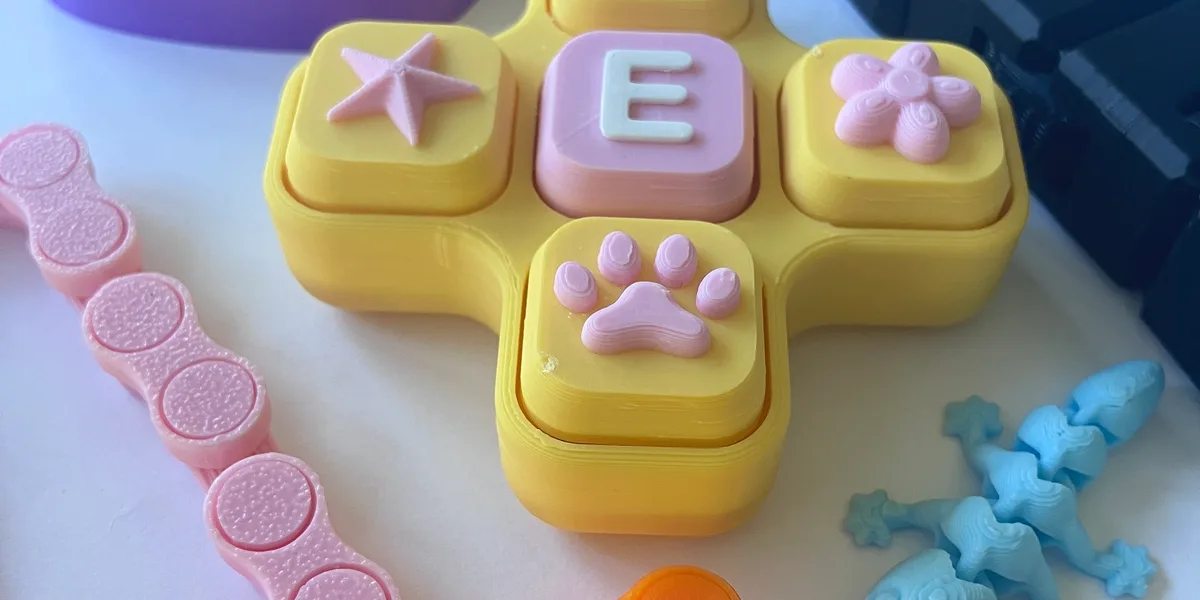 Child calmly playing with colourful sensory fidget toys